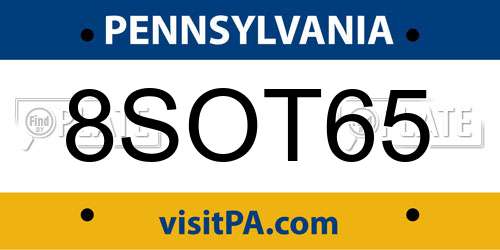 8SOT65 Pennsylvania License Plate