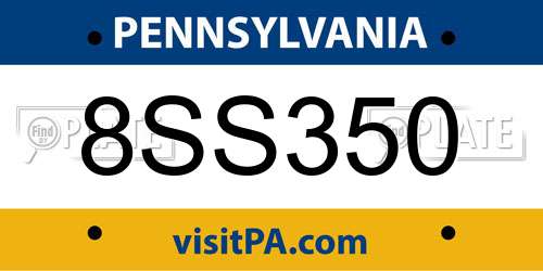 8SS350 Pennsylvania License Plate