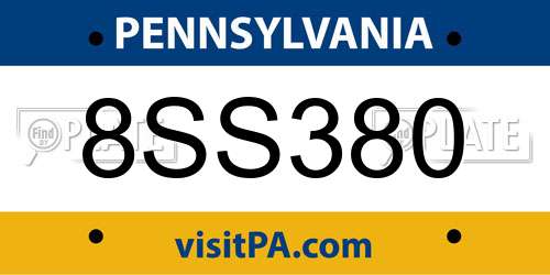 8SS380 Pennsylvania License Plate