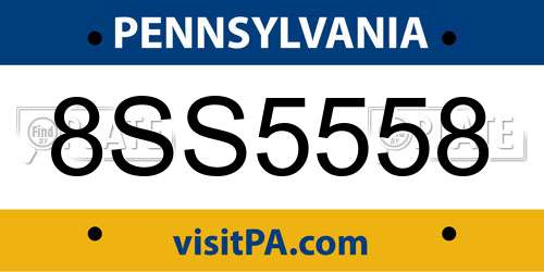 8SS5558 Pennsylvania License Plate