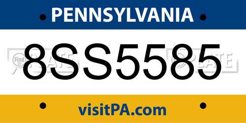 8SS5585 Pennsylvania License Plate