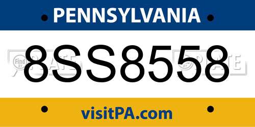 8SS8558 Pennsylvania License Plate