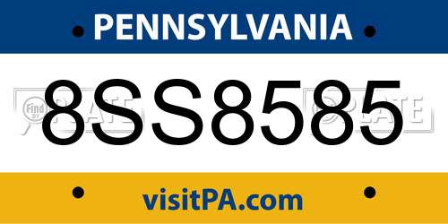 8SS8585 Pennsylvania License Plate