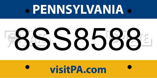 8SS8588 Pennsylvania License Plate