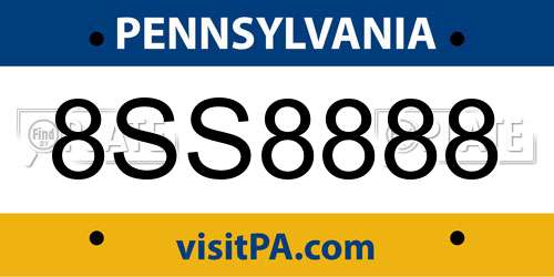 8SS8888 Pennsylvania License Plate