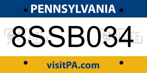 8SSB034 Pennsylvania License Plate