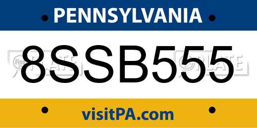 8SSB555 Pennsylvania License Plate