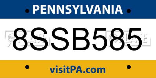 8SSB585 Pennsylvania License Plate