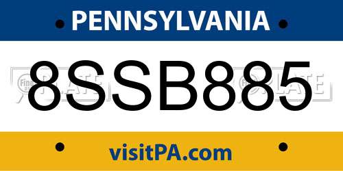 8SSB885 Pennsylvania License Plate