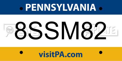 8SSM82 Pennsylvania License Plate