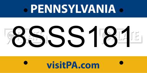 8SSS181 Pennsylvania License Plate