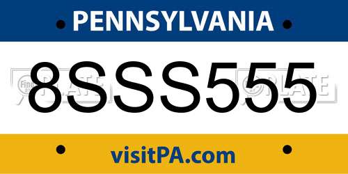8SSS555 Pennsylvania License Plate