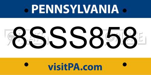 8SSS858 Pennsylvania License Plate