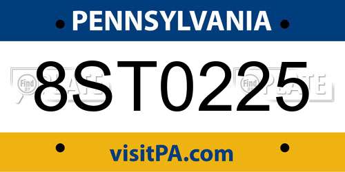 8ST0225 Pennsylvania License Plate