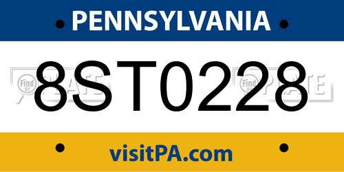 8ST0228 Pennsylvania License Plate