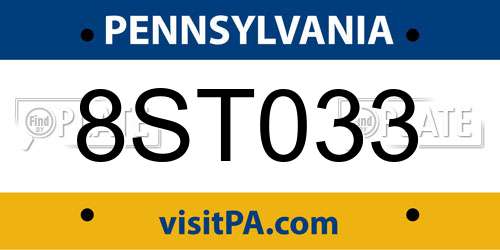8ST033 Pennsylvania License Plate