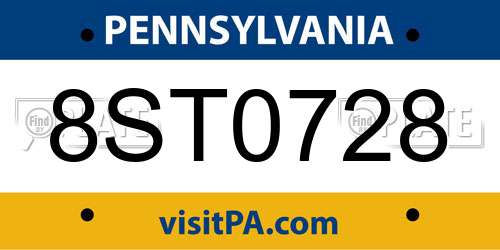 8ST0728 Pennsylvania License Plate