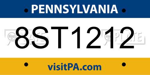 8ST1212 Pennsylvania License Plate