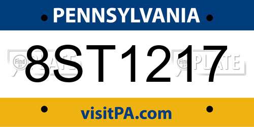 8ST1217 Pennsylvania License Plate