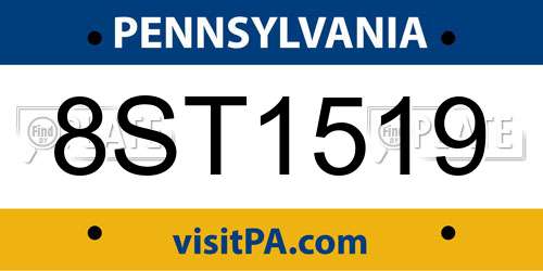 8ST1519 Pennsylvania License Plate