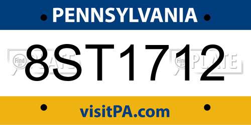 8ST1712 Pennsylvania License Plate