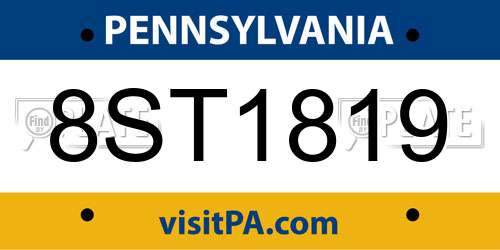 8ST1819 Pennsylvania License Plate