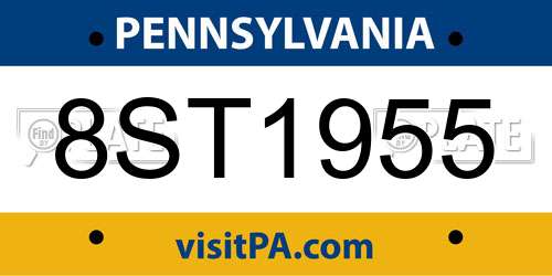 8ST1955 Pennsylvania License Plate