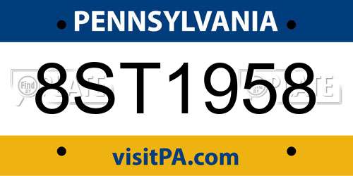 8ST1958 Pennsylvania License Plate