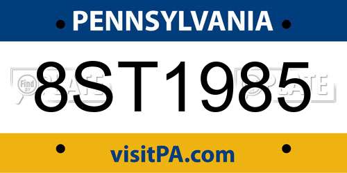 8ST1985 Pennsylvania License Plate