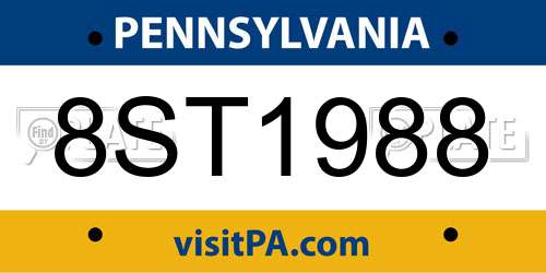 8ST1988 Pennsylvania License Plate