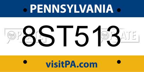 8ST513 Pennsylvania License Plate