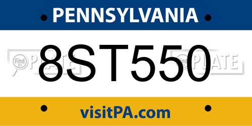 8ST550 Pennsylvania License Plate