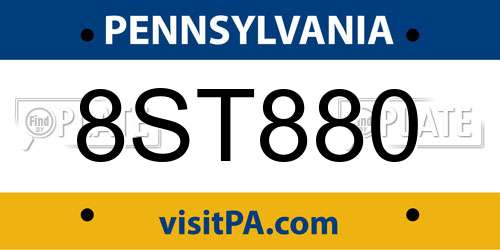 8ST880 Pennsylvania License Plate