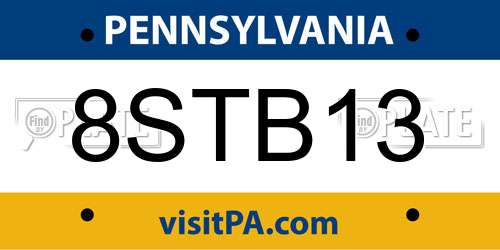 8STB13 Pennsylvania License Plate