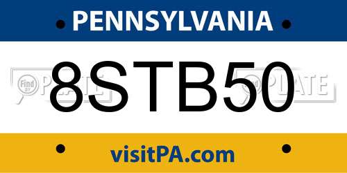 8STB50 Pennsylvania License Plate