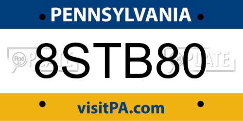 8STB80 Pennsylvania License Plate