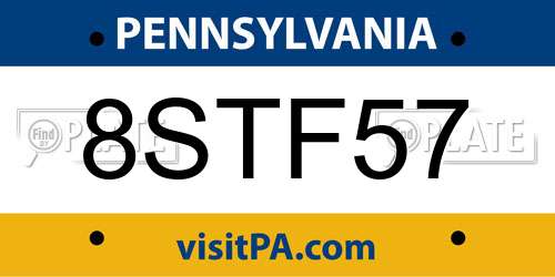 8STF57 Pennsylvania License Plate