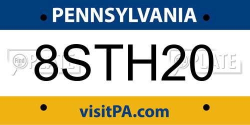 8STH20 Pennsylvania License Plate