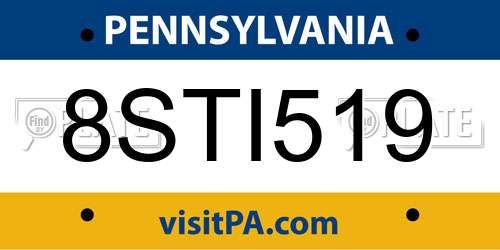 8STI519 Pennsylvania License Plate