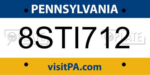 8STI712 Pennsylvania License Plate