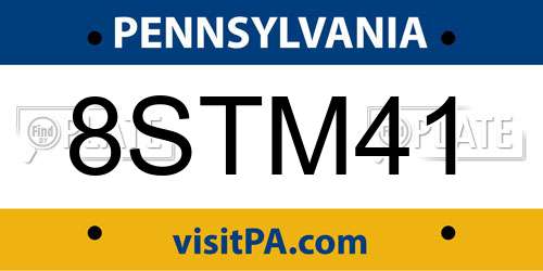 8STM41 Pennsylvania License Plate
