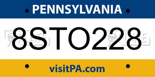 8STO228 Pennsylvania License Plate