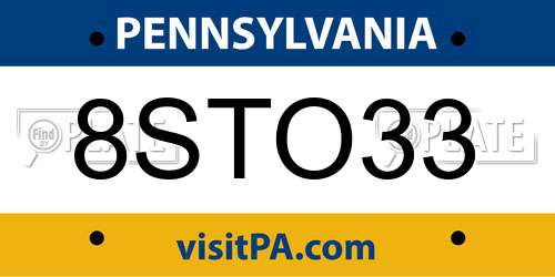 8STO33 Pennsylvania License Plate