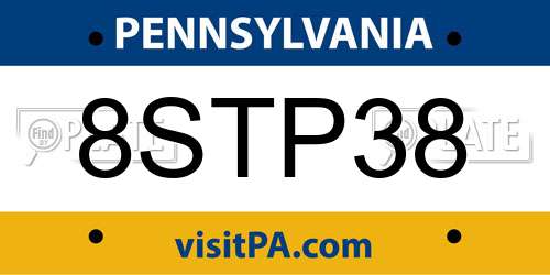 8STP38 Pennsylvania License Plate