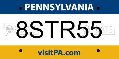 8STR55 Pennsylvania License Plate