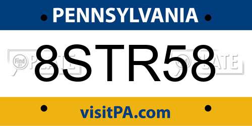 8STR58 Pennsylvania License Plate