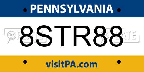 8STR88 Pennsylvania License Plate