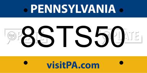 8STS50 Pennsylvania License Plate