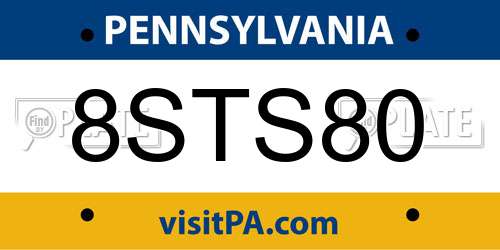 8STS80 Pennsylvania License Plate