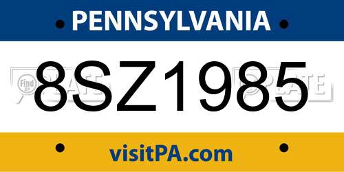 8SZ1985 Pennsylvania License Plate